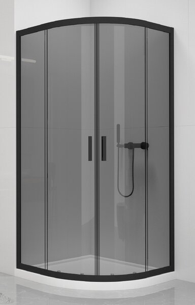 New Trendy New Varia Black sprchový kout 80x80 cm půlkulatá černá matný/grafitové sklo K-0451