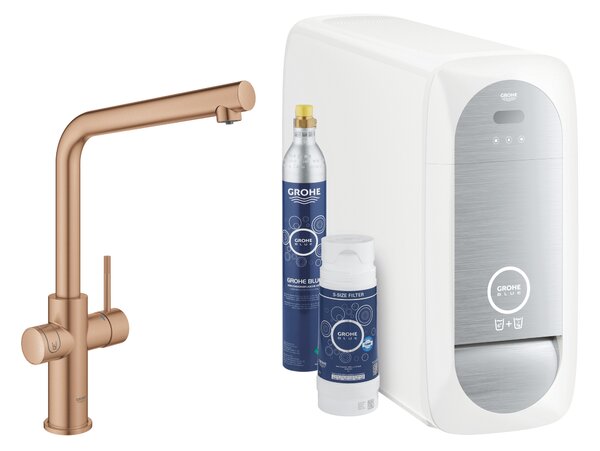 Grohe Blue kuchyňská baterie s filtrem stojící Brushed Warm Sunset 31454DL1