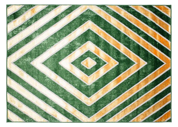 Makro Abra Kusový koberec TURMALIN MV33A Geometrický Moderní zelený zlatý Rozměr: 80x150 cm