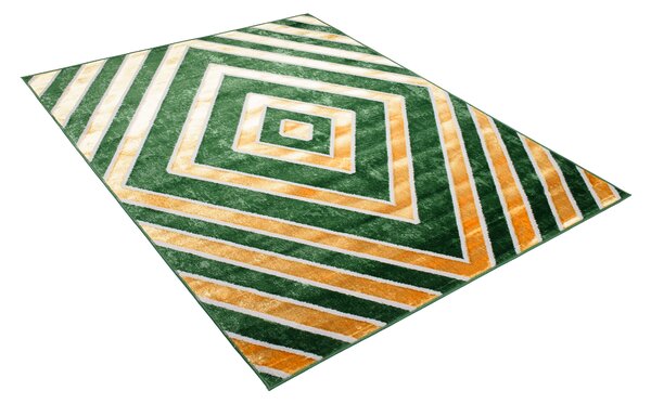 Makro Abra Kusový koberec TURMALIN MV33A Geometrický Moderní zelený zlatý Rozměr: 80x150 cm