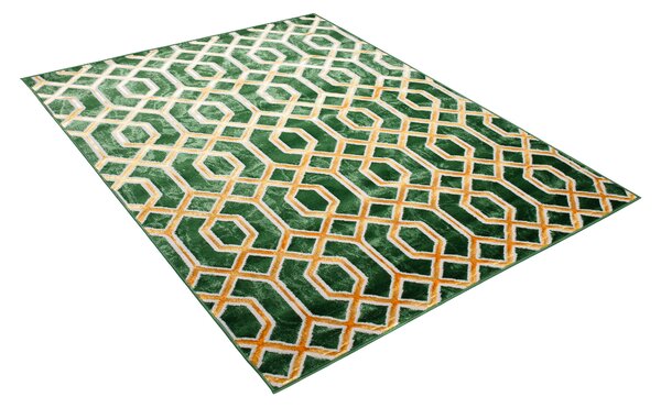 Makro Abra Kusový koberec TURMALIN MV36A Geometrický zelený zlatý Rozměr: 80x150 cm