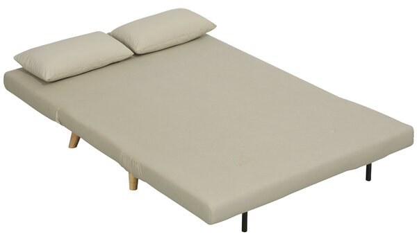 HOMCOM 3-v-1 Rozkládací Pohovka 130 x 78 cm se Spací Funkcí, Skládací Pohovka s Bederním Polštářem, Vzhled Sametu, Nastavitelný Opěradlo do Obývacího