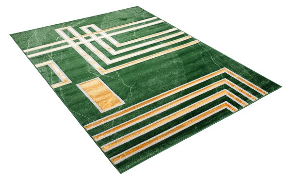 Makro Abra Kusový koberec TURMALIN MV38A Geometrický Moderní zelený zlatý Rozměr: 120x170 cm
