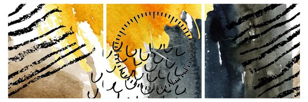 Obraz - Abstraktní akvarel (s hodinami) (90x30 cm)