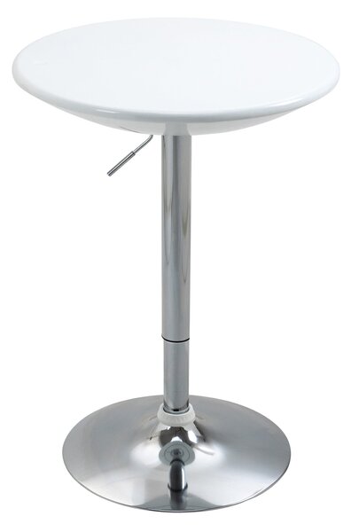 HOMCOM Barový stůl Moderní jídelní stůl výškově nastavitelný Bistro stůl, kulatý, kovový, ABS povrch, bílý Ø61 x 76-97 cm | Aosom