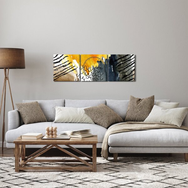 Obraz - Abstraktní akvarel (s hodinami) (90x30 cm)