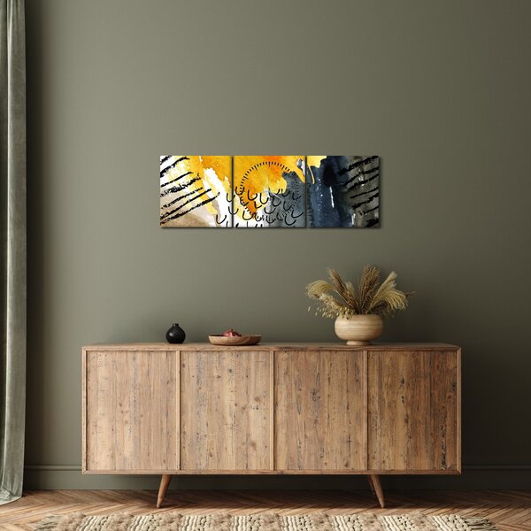 Obraz - Abstraktní akvarel (s hodinami) (90x30 cm)