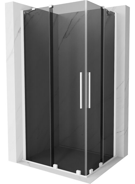 Mexen Velar Duo, sprchový kout s posuvnými dveřmi 90 x 80 cm, 8mm šedé sklo, bílá matná, 871-090-080-42-20