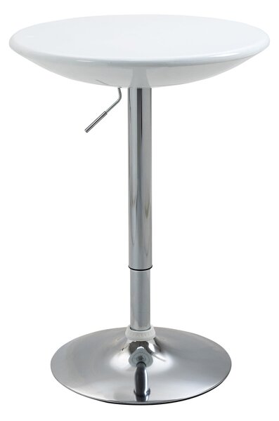 HOMCOM Barový stůl Moderní jídelní stůl výškově nastavitelný Bistro stůl, kulatý, kovový, ABS povrch, bílý Ø61 x 76-97 cm | Aosom