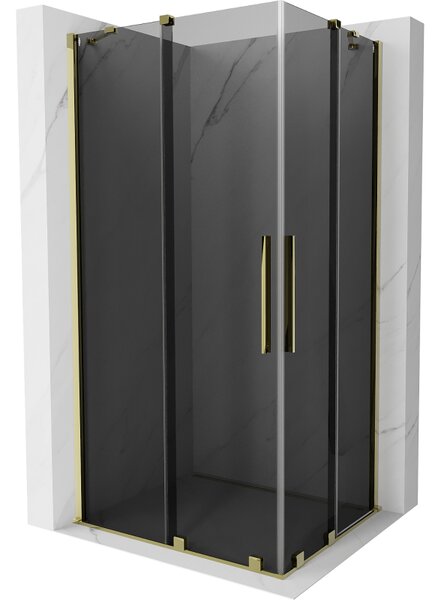 Mexen Velar Duo, sprchový kout s posuvnými dveřmi 100 x 90 cm, 8mm šedé sklo, zlatá lesklá, 871-100-090-42-50