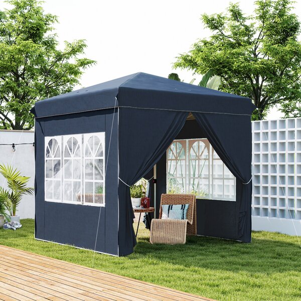 Pavilon Outsunny 2,5x2,5 m, voděodolný stabilní zimní sklopný pavilon, UV ochrana 50+, skládací párty stan s 4 bočními panely, taška na zahradní pavil
