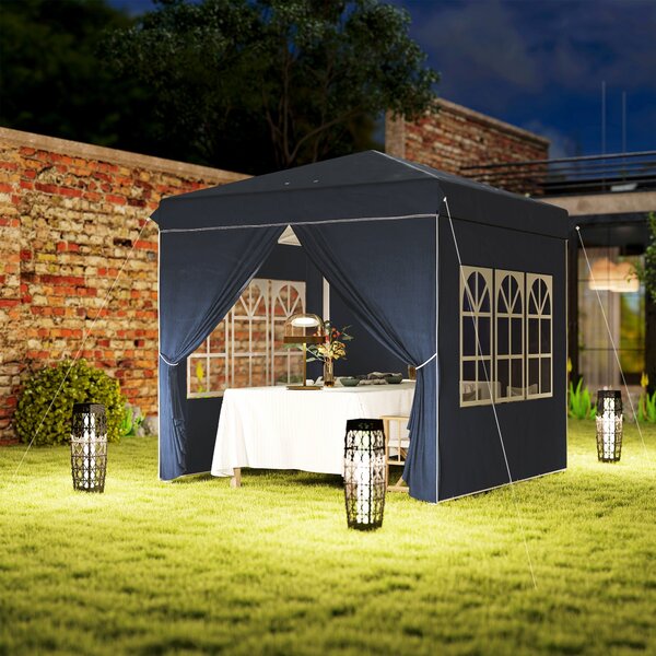 Pavilon Outsunny 2,5x2,5 m, voděodolný stabilní zimní sklopný pavilon, UV ochrana 50+, skládací párty stan s 4 bočními panely, taška na zahradní pavil