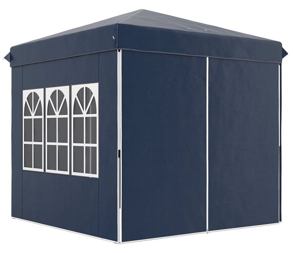 Pavilon Outsunny 2,5x2,5 m, voděodolný stabilní zimní sklopný pavilon, UV ochrana 50+, skládací párty stan s 4 bočními panely, taška na zahradní pavil