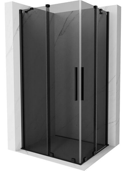 Mexen Velar Duo, sprchový kout s posuvnými dveřmi 90 x 80 cm, 8mm šedé sklo, černá matná, 871-090-080-42-70