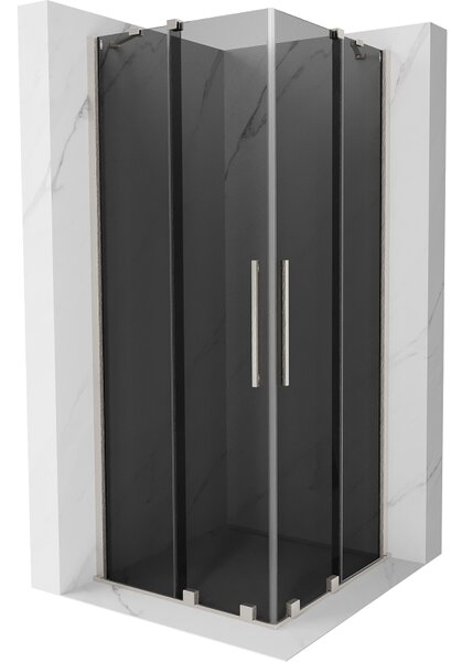 Mexen Velar Duo, sprchový kout s posuvnými dveřmi 80 x 80 cm, 8mm šedé sklo, broušená ocel, 871-080-080-42-97