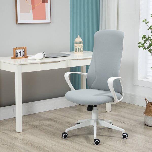 Kancelářská židle Vinsetto s funkcí naklápění, výškově nastavitelná, ergonomická počítačová židle, otočná PC židle pro domácí kancelář, pružná látka