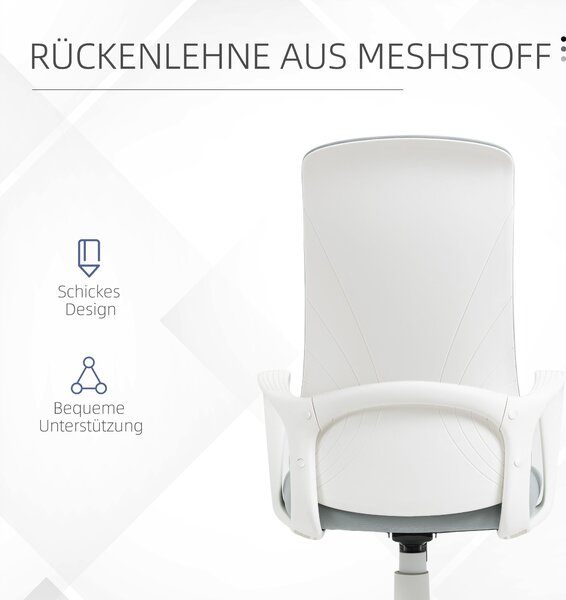 Kancelářská židle Vinsetto s funkcí naklápění, výškově nastavitelná, ergonomická počítačová židle, otočná PC židle pro domácí kancelář, pružná látka