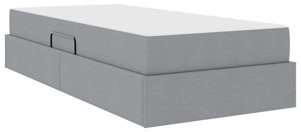 Postel s úložným prostorem a matrací Světle šedá 90 x 200 cm 3399634