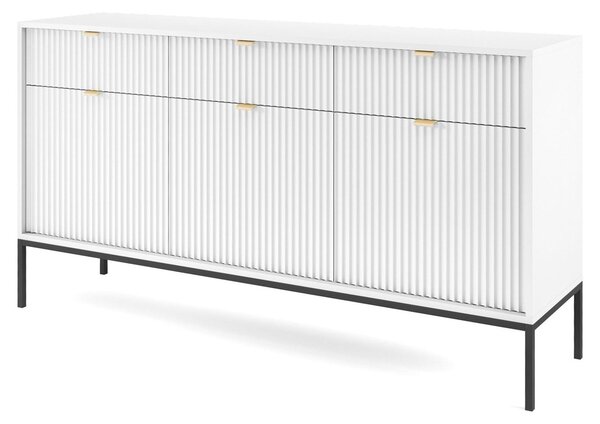 Bílá komoda se zásuvkami, moderní design, výška 154 cm, vhodná do obývacího pokoje