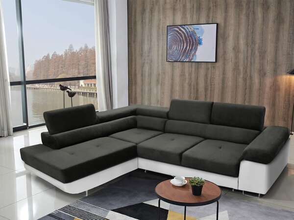 Rohová pohovka Ascend L (šedá + bílá) (L). Akce -30%