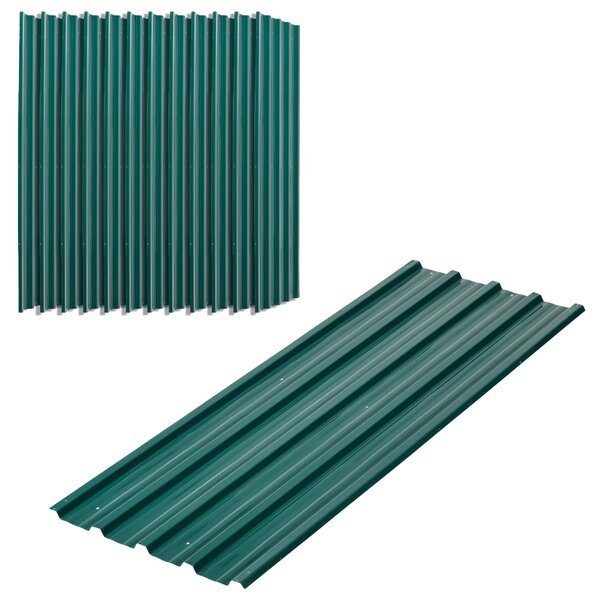 Outsunny 12 ks Trapézových Plechů 129x45cm 7m² Pozinkovaný Střešní Plech 0,25mm Odolný Proti Počasí Střešní Panely z Pozinkované Oceli | Aosom