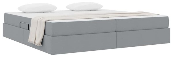 Postel s úložným prostorem a matrací Světle šedá 200 x 200 cm 3399682
