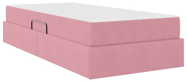Postel s úložným prostorem a matrací Růžová 90 x 200 cm samet 3399699