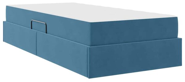 Postel s úložným prostorem a matrací Tmavě modrá 90 x 200 cm 3399698