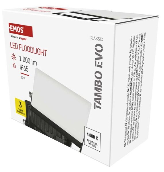 EMOS Lighting LED reflektor TAMBO EVO, 10 W, 1000 lm, IP65, černý