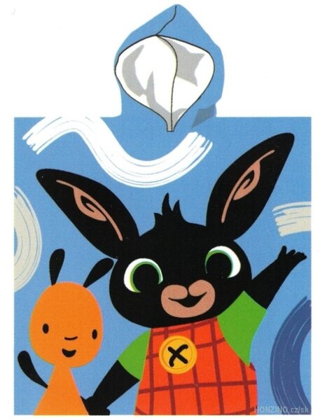 Dětské / chlapecké pončo - osuška s kapucí Zajíček Bing a Flop - 55 x 110 cm