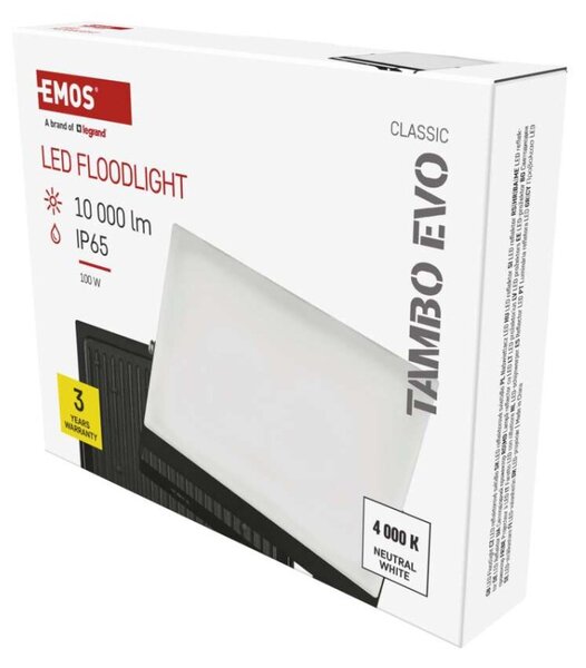 EMOS Lighting LED reflektor TAMBO EVO, 100 W, 10 000 lm, IP65, černý