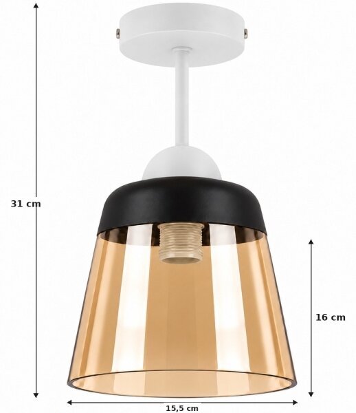 BRILAGI-LED Přisazený lustr R GLASS 1xE27/60W/230V pr. 15,5cm bílá/kouř béžová