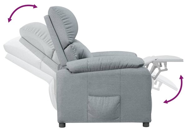 Polohovací křeslo světle šedé textil 340177