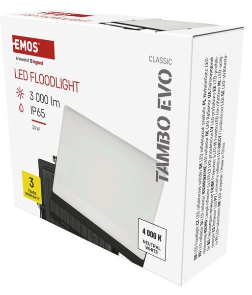 EMOS Lighting LED reflektor TAMBO EVO, 30 W, 3000 lm, IP65, černý