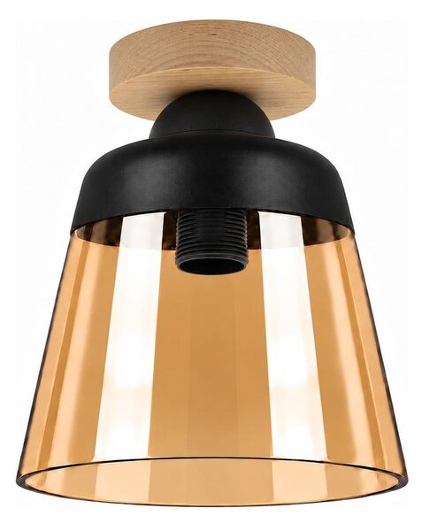 BRILAGI-LED Stropní svítidlo R GLASS 1xE27/60W/230V pr. 15,5cm dub/kouř béžová