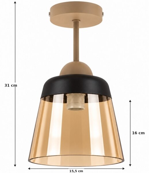 BRILAGI-LED Přisazený lustr R GLASS 1xE27/60W/230V pr. 15,5cm béžová/kouř béžová