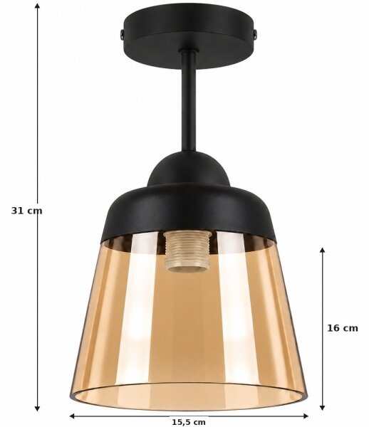 BRILAGI-LED Přisazený lustr R GLASS 1xE27/60W/230V pr. 15,5cm černá/kouř béžová