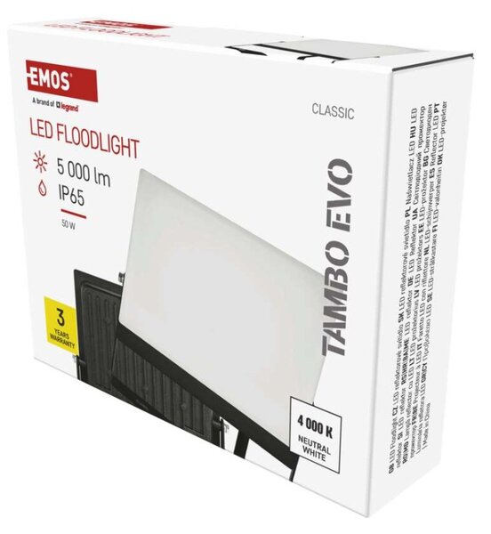 EMOS Lighting LED reflektor TAMBO EVO, 50 W, 5000 lm, IP65, černý