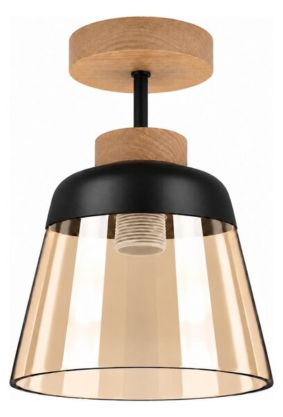 BRILAGI-LED Přisazený lustr R GLASS 1xE27/60W/230V pr. 15,5cm dub/kouřová béžová