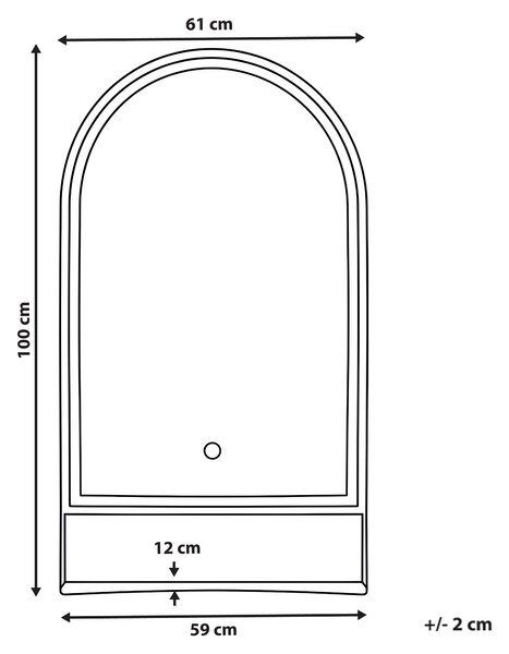 LED koupelnové zrcadlo VALOUZE 61 cm 100 cm s poličkou Stříbrná