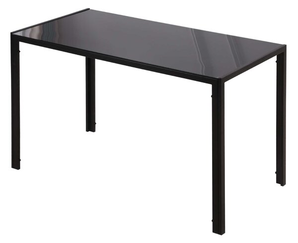HOMCOM Stůl do jídelny pro 4 osoby, kuchyňský stůl s tvrzeným sklem, černý, 120 x 60 x 75 cm | Aosom