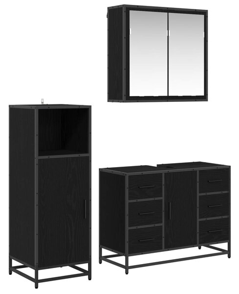 Sada koupelnového nábytku 3 ks Černý dub 80 x 33 x 60 cm 3402313