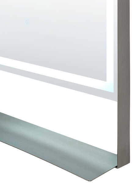 LED koupelnové zrcadlo VALOUZE 61 cm 100 cm s poličkou Stříbrná