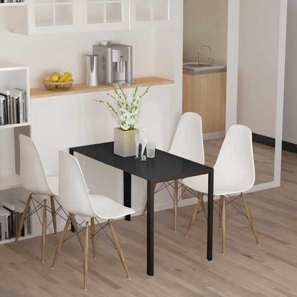 HOMCOM Stůl do jídelny pro 4 osoby, kuchyňský stůl s tvrzeným sklem, černý, 120 x 60 x 75 cm | Aosom
