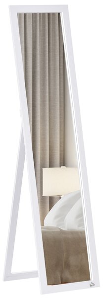 HOMCOM Zrcadlo v plné délce, 154 x 37 cm se stojanem, Podlahové zrcadlo do obývacího pokoje a ložnice, Bílé | Aosom