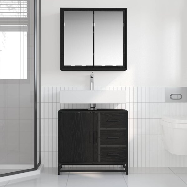 Sada koupelnového nábytku 2 ks Černý dub 65 x 33 x 60 cm 3402322