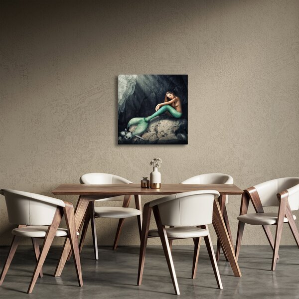 Obraz - Mořská panna na skále (30x30 cm)