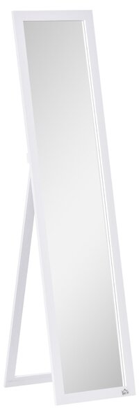 HOMCOM Zrcadlo v plné délce, 154 x 37 cm se stojanem, Podlahové zrcadlo do obývacího pokoje a ložnice, Bílé | Aosom