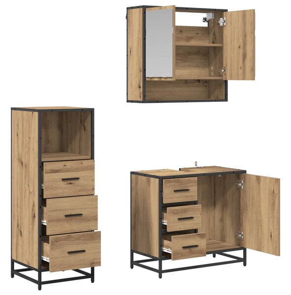 Sada koupelnového nábytku 3 ks Artisanový dub 65 x 33 x 60 cm 3402333