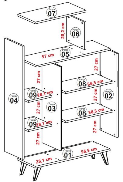 Regál Ferdinand (Ořech + Krémová). Akce -24%